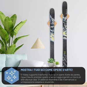 Support mural pour skis - Supports muraux pour skis, présentoirs, supports minimalistes en bois dur, supports décoratifs à suspendre - Product Image 2