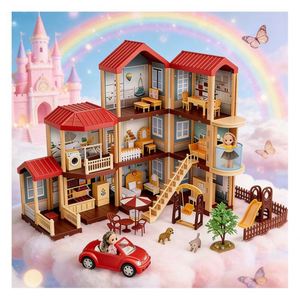 Kit de maison miniature en plastique à construire soi-même avec meubles et accessoires, cadeau créatif pour les filles et les garçons de 5 à 7 ans - Product Image 1