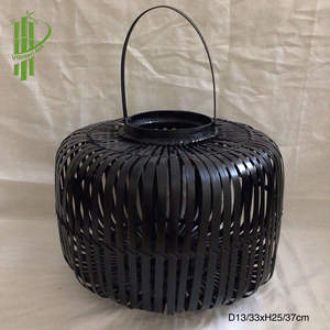 Lanternes en bambou noir de style rustique, cylindriques, pour l'intérieur et l'extérieur, porte-bougie suspendu, artisanat fabriqué au Vietnam, meilleures ventes - Product Image 4