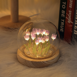Lámpara de Noche de Tulipanes Hecha a Mano Directo de Fábrica, Adorno de Madera para Mesita de Noche, Decoración del Hogar, Regalo Exquisito para Madre o Esposa, DIY - Product Image 5
