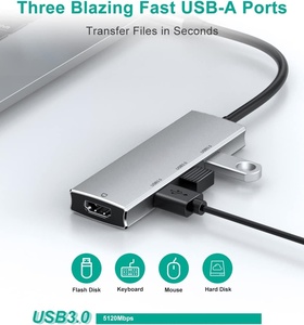 4K cho HDMI Adapter <span class=keywords><strong>USB</strong></span> C HUB 4in1 loại C HUB <span class=keywords><strong>3.0</strong></span> Cổng <span class=keywords><strong>USB</strong></span> Tương thích MacBook/Air <span class=keywords><strong>iPad</strong></span> Pro/không khí/hơi nước hợp kim nhôm máy tính - Product Image 4