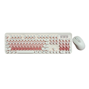 104 Phím Kích Thước Đầy Đủ Có Thể Sạc Lại 2.4G Không Dây Gradient Màu Hồng PC Bàn Phím Không Dây Và Chuột Combo Với Vòng Keycap Phím Số - Product Image 1