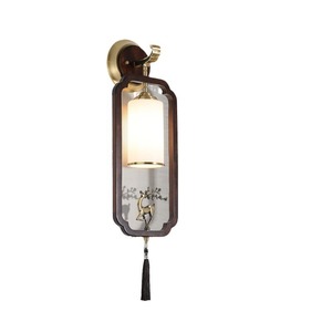 Lámpara de pared LED de cobre de estilo chino, control de interruptor E27 para sala de estar, dormitorio, sala de estudio - Product Image 4