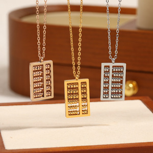 Collar con Colgante de <span class=keywords><strong>Ábaco</strong></span> de Acero Inoxidable Chapado en Oro de 18K Dina, Cadena de Eslabones Moderna y Simbólica, Joyería Hipoalergénica, Regalo para Mujer - Product Image 5