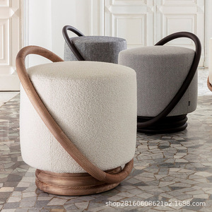 Solid Wood Vanity <strong>Stool</strong> Living Room Footstool Bedroom <strong>Dressing</strong> <strong>Table</strong> Furniture Low <strong>Stool</strong> Round <strong>Stool</strong> - Product Image 2