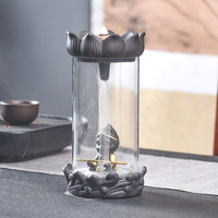 Brûleur d'encens coupe-vent à reflux de fumée en résine portable, motif singe, décoration arabe, ensemble cadeau de cendrier zen pour la maison