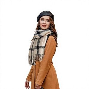 Elegant Women Winter Plaid <b>Scarf</b> Cozy Warm <b>Wrap</b> Stylish Fringe Tassel Design Fashion Outdoor Accessory - Product Image 1