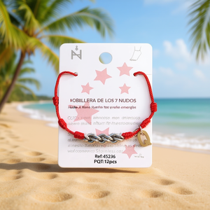 Chaîne de cheville Angelina à sept nœuds en corde rouge avec breloque lettre Q pour femme, bijou de mode, protection du pied - Product Image 2