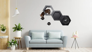 Zwarte Kat Zeshoekige Kat Muur Frame Meubilair Muur Kat <span class=keywords><strong>Tunnel</strong></span> - Product Image 5