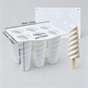 Molde de silicona de grado alimenticio para paletas heladas, forma de espiral de frutas de 6 estrellas, 10 cavidades 3D, molde DIY para cubitos de hielo, congelación rápida, fácil desmolde para el hogar - Product Image 6