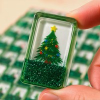 Ensemble de Mahjong américain avec sable liquide vert scintillant de Noël, tuiles de Mahjong à sable liquide, cadeau de Noël haut de gamme pour les amateurs de Mahjong