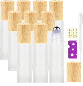 Wholesale 1ml Wood Grain Lid 2ml Frosted Transparent Glass Roller for Ball <b>Bottle</b> <b>5ml</b> Oil 10ml Split <b>Bottle</b> with Roll on Sealing - Product Image 1