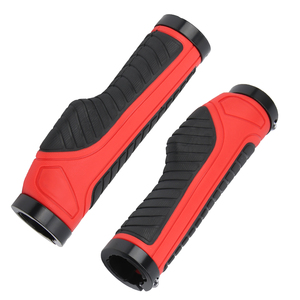 Poignées de guidon souples pour VTT, poignées de guidon en caoutchouc antidérapantes à double verrouillage, noir rouge - Product Image 3