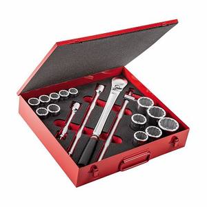 Juego de llaves de vaso de 3/4 de pulgada, 12 piezas, con trinquete y extensiones para reparación automotriz - Product Image 1