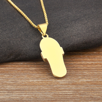 QIKU créatif goutte d'huile pantoufles forme oeil motif pendentif femmes cuivre Zircon collier bijoux accessoires insolites cadeau