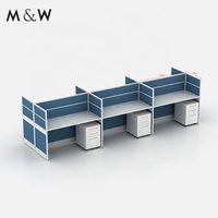 Poste de travail modulaire M&W moderne en aluminium réglable pour 6 personnes, idéal pour le bureau à domicile et l'école