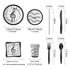 Assiettes jetables à motifs de notes de musique pour concerts, anniversaires, fêtes de bébé, fournitures de décoration - Product Image 2