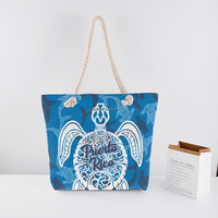Personnalisation du motif du nom du pays Sac souvenir Grand sac à bandoulière avec poignée en corde Tortue de Porto Rico Sac de voyage en toile