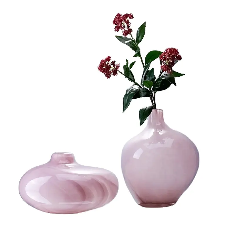 Горячая розовая винтажная стеклянная ваза банка мини-ваза цветочный набор обеденный стол стеклянные современные цветочные вазы для композиции