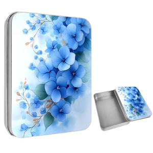 Boîte de rangement personnalisée en fer blanc 65x65x16mm, emballage vintage, petite boîte carrée en métal avec couvercle à charnière - Product Image 1