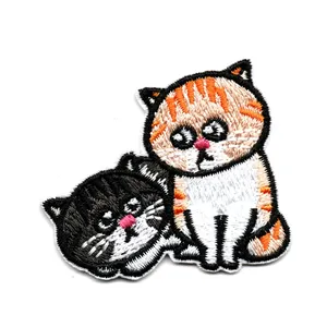 Patch brodé little cute cat, autocollant en tissu pour enfants