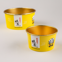 Bol en papier alimentaire écologique imprimé sur mesure avec feuille d'or, emballage alimentaire jetable, isolation thermique, conteneur résistant à l'huile