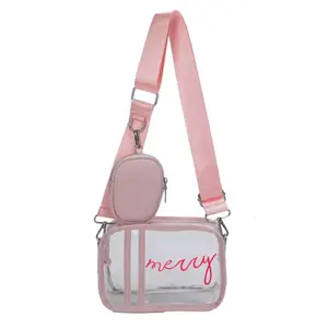 Custom Ladies PVC Crossbody Bag Women Shoulder Purse Letter Sticker Pouch Women's Messenger Bag