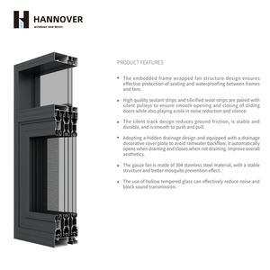 Finestra Scorrevole Moderna in Alluminio con <span class=keywords><strong>Doppio</strong></span> <span class=keywords><strong>Vetro</strong></span> Isolante e Zanzariera per Case nel Regno Unito - Product Image 3