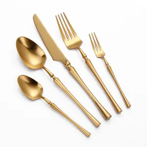 5Pc Custom Etentje Ss Metalen Wit Goud Bestek Set Bruiloft