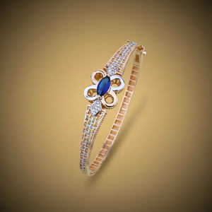 Brazalete de lujo con diamantes de oro y piedras preciosas de zafiro azul, joyería fina para mujer, elegante regalo de aniversario de boda - Product Image 3