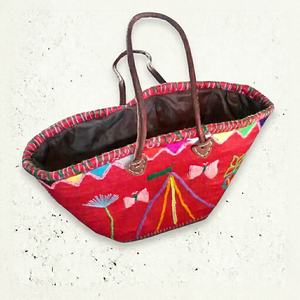 EXXOT DESIGN Elegant Moroccan Original Doum Material Medium Handled Natural Pattern Traditional Design Shopping Baskets <b>Bags</b> - Product Image 1