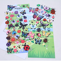 Autocollants 3D Papillons Dessins Animés pour Enfants, Feuilles d'autocollants Mignons Insectes avec Coccinelles et Abeilles pour Récompenses en Classe Maternelle