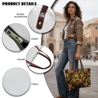 Sac fourre-tout grand format imprimé tropical hawaïen 1MOQ, sac à main pour femme pour tous les jours, voyage, plage, bureau, sac à main luxueux et spacieux avec sangles