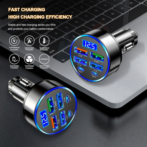 Schnelles Laden <span class=keywords><strong>12V</strong></span>/24V Typ-C Anschlüsse Auto-Ladegerät Adapter Fahrzeug-Digitalanzeige Mobiles Auto-Handy-Ladegerät Fabrik-Großhandel - Product Image 5