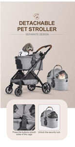 Özelleştirilebilir yeni moda dört tekerlekli evcil hayvan arabası vagon çift katlanabilir pencere geçirmez evcil hayvan taşıyıcı büyük köpekler için - Product Image 5