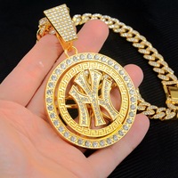 Accessoires de mode européens et américains, pendentif rotatif en forme de lettre N, alliage de zinc, chaîne à maillons en cristal de strass, tendance unisexe