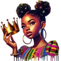 Transfert DTF Prêt à Presser Femme Africaine Fleur Papillon pour T-shirts Vêtements et Habillement