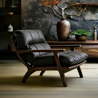 Fauteuil individuel en cuir véritable, style mi-siècle, design vintage, avec pieds en bois de hêtre, pour salons et maisons