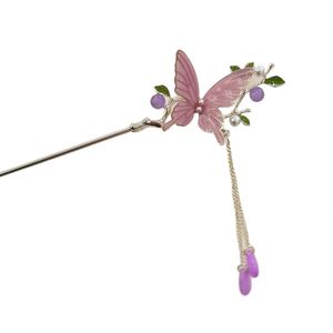 Pasador de Pelo con Borla de Perlas y Mariposa Morada Estilo Chino para Mujer, Pinza de Pelo Metálica Retro Elegante para Hanfu, Joyería y Accesorios para el Cabello - Product Image 6