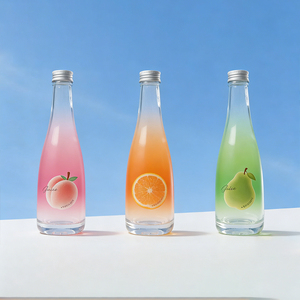 Botella <span class=keywords><strong>de</strong></span> Vidrio Vacía <span class=keywords><strong>de</strong></span> 330 ml <span class=keywords><strong>de</strong></span> Diseño Personalizado Premium para Licor, Agua Mineral Purificada, Jugo, Agua con Tapa - Product Image 1