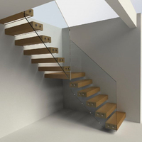 Escalier flottant moderne pour intérieur, avec poutre dissimulée et marches en chêne, pour villa.