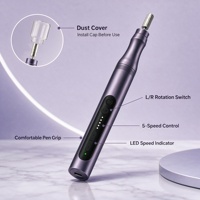 Perceuse à ongles électrique rechargeable portable ensemble de pédicure et de manucure avec 5 modes de travail à faible bruit comprend une lampe à ongles