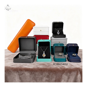 Scatola per Gioielli di Alta Gamma in Pelle PU, Confezione Sottile per <span class=keywords><strong>Anello</strong></span> e Ciondolo Blu Diamantato - Product Image 6