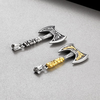 Pendentif en acier inoxydable en forme de hache à double tête de la mythologie nordique viking, accessoires pour hommes, mode hip hop