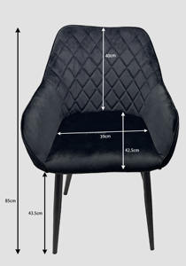 Fauteuil moderne rembourré en diamant blanc Fauteuil de cuisine vintage en velours doux PU noir Pieds matelassés Chaises de salle à manger scandinaves - Product Image 6