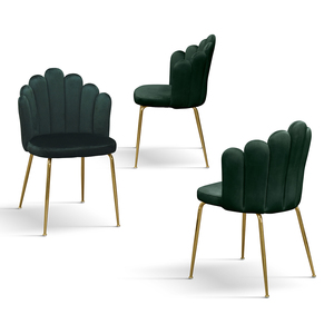 Ensemble de 4 chaises Sissi en velours vert avec base en métal pour salle à manger intérieure - Product Image 2