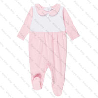 Ensemble de vêtements pour bébés en gros, barboteuse en coton biologique pour nouveau-né avec col Peter Pan, tenue d'hôpital personnalisée pour bébé fille