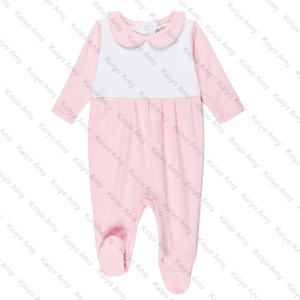 Wholesale Infant Baby Clothes Set Organic Cotton <strong>Newborn</strong> Footie Romper Peter Pan Collar Personalized Baby Girl <strong>Hospital</strong> <strong>Outfit</strong> - Product Image 3