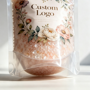 Custom Design Printed Clear Stand Up Pouch With Zipper Top For <b>Bath</b> <b>Salt</b> Skincare Personal Care Resealable Bag - Product Image 4