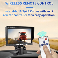 Monitor de Visión Trasera HD TFT de 7 Pulgadas para Coche, Pantalla para Cámara de Marcha Atrás, Monitor para Camioneta o Camión con Dos Entradas de Video